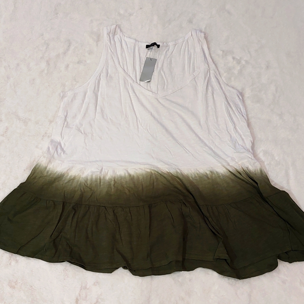 Brand new "Lane Bryant" white green bottom ombre sleeveless peplum